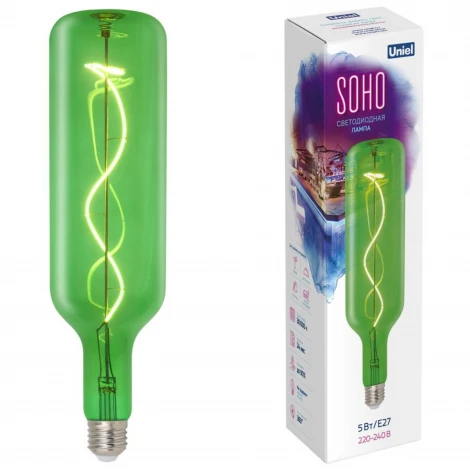 Лампочка светодиодная Uniel LED-SF21-5W/SOHO/E27/CW GREEN GLS77GR