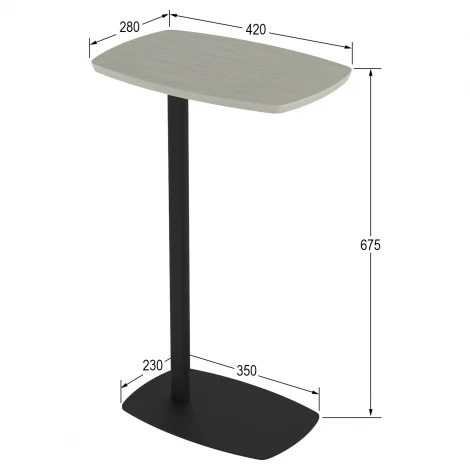 Стол придиванный Дей дуб жемчужный/черный Mebelik 008958