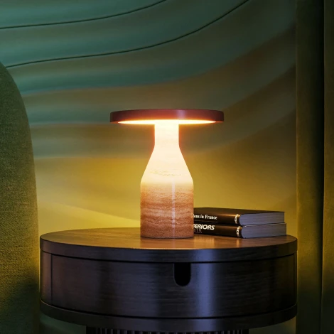 Настольная лампа SP-CROOD-TAB-R22.5x24-7W Warm3200-MIX (RD-BRG, 140 deg, 230V) (Arlight, IP20, Травертин) 061732