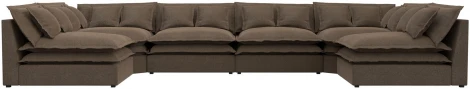 Диван П-образный Лига-040 (Коричневый/Рогожка) Лига Диванов арт.122171