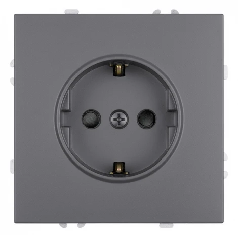 Розетка 1-местная с з/ш, с/з (механизм), СЗК 250В 16А RST16-5110-10ZK платиново-серый soft touch Stekker Эмили 50243
