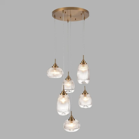 Подвесной светильник Lumion Dea 8439/6 латунь/прозрачный металл/стекло E14 6*40W 220V