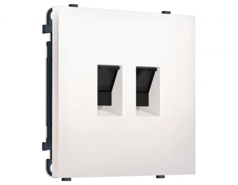 Комплект механизма розетки Ethernet RJ-45 двойной с защитной шторкой (Жемчуг) Ambrella Volt QUANT PRO MS212110