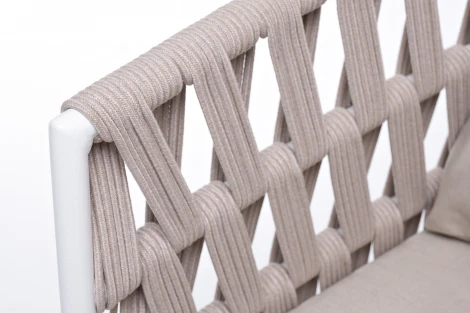 "Диего" кресло плетеное из роупа, основание дуб, каркас алюминий светло-серый (RAL7035) шагрень, роуп бежевый круглый, ткань бежевая 15052 4SIS DIE-A-T002 RAL7035 SH beige(beige15052) OLD