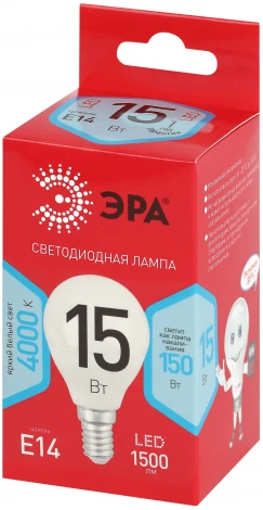 Лампочка светодиодная E14 15Вт ЭРА LED P45-15W-840-E14 R LED P45-15W-840-E14 R