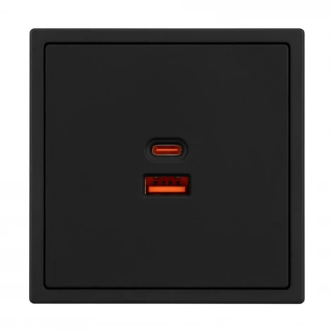Розетка тип A+C софт-тач черный оникс ARL NOBE USB SCT-MUAC-SFPL-FC-BK (65W, QC3) (Arlight,) 054317(1)