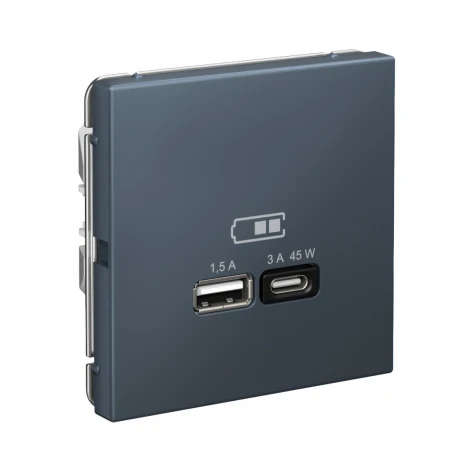 Розетка с быстрой зарядкой USB Type A+С 45Вт (грифель) Systeme Electric GAL000729