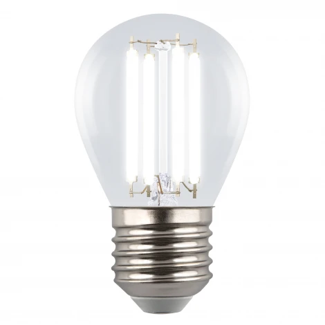 Лампа светодиодная, форма "шар", прозрачная, белый свет 4000K Uniel Яркая A++ LED-G45-4W/4000K/E27/CL GLY01TR