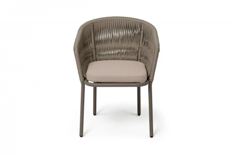 "Бордо" стул плетеный из роупа (колос), каркас алюминий серый (RAL7022) муар, роуп серый 15мм, ткань темно-серая 027 4SIS BORE-CH-001 (RAL7006) Mua S-G-brown(beige160)