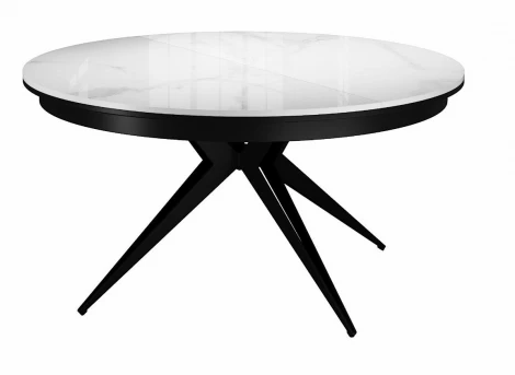 Стол DikLine KW120 керамика белый мрамор C11 глянец/опоры черные (2 уп) арт.00-00073221