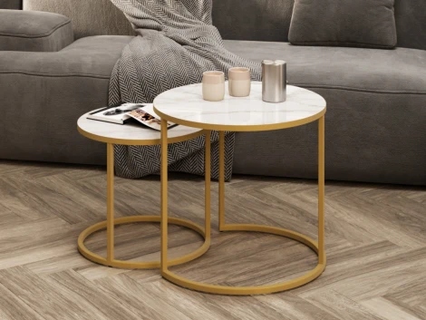 Комплект журнальных столов Слайн Верона керамогранит 40/50 белый глянец 5893171101