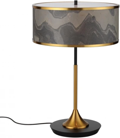 Настольная лампа Odeon Light Bergi 5064/2T античн.бронза/серо-беж./металл/натур.камен."шпон" E27 LED 2*10W (220V, выключатель, круглые)