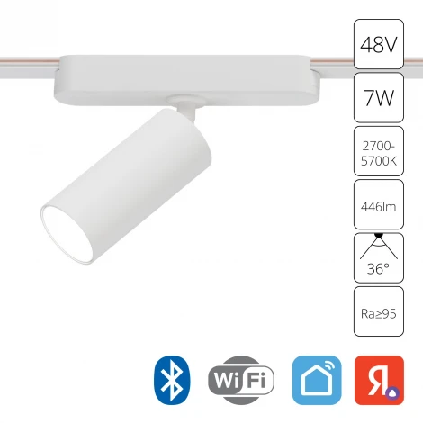 Магнитный трековый светильник 48V 7W Arte Lamp Rapid A2956PL-1WH (LED, управление смартфоном, умный дом - Алиса, Tuya Smart)