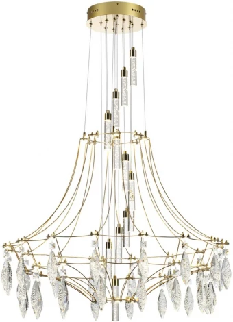 Подвесная большая люстра Odeon Light Flamenco 7000/51L золото/металл/хрусталь IP20 LED 51W (220V, на проводе)