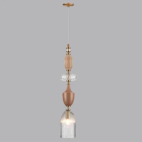 Подвесной светильник Odeon Light Terra 5414/1 античная бронза/терракот/беж/стекло/керамика E14 1*40W (220V, на проводе, круглые)