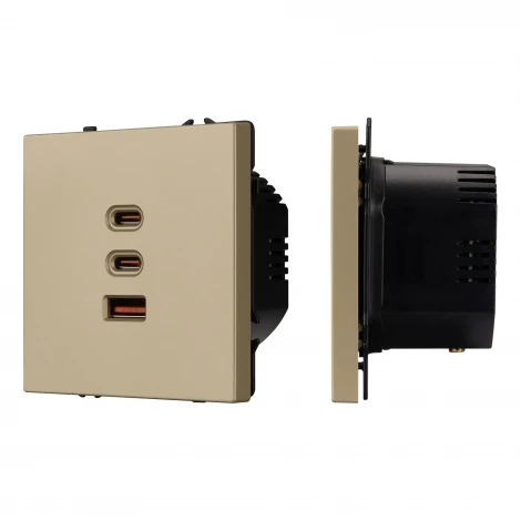 Механизм розетки с быстрой USB зарядкой ARL NOBE SCT-NOBE-MUACC-SFPL-FC-GD (65W, QC3) (Arlight,) 061836