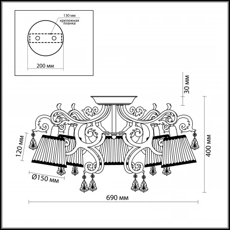 Потолочная люстра Odeon Light Gronta 2892/5C