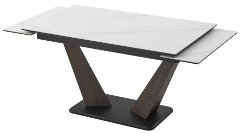 Стол ВИРДЖИНИЯ 140 цвет MATTE БЕЛЫЙ МРАМОР, керамика / ЛЕСНОЙ ОРЕХ, ЧЕРНЫЙ M-City 64613