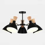 Потолочная люстра на штанге Evoluce SLE1256 SLE1256-402-05 Черный/Черный, Светлое дерево, Золотистый E14 5*40W (220V)