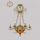 Подвесная люстра с хрустальными подвесками Art Classic 31.51 31.51.6.CK125SP.250SP.G.Sp.Amber.1E