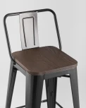 Стул полубарный Stool Group TOLIX WOOD со спинкой черный глянцевый УТ000000843