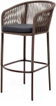 "Марсель" стул барный плетеный из роупа, каркас из стали коричневый (RAL8016) муар, роуп коричневый круглый, ткань темно-серая 027 4SIS арт.УТ-00007111
