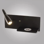 Настенный светильник с беспроводным ЗУ и полкой светодиодный для чтения с выключателем AM Group AM483 AM483 BK (220V)