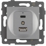 Механизм USB розетки SCT-MUAC-PL-GR-V (5V, 3A, QC4) (Arlight) 049840