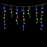Гирлянда Бахрома с Калпочком 3,1 x 0,5 м Разноцветная с Мерцанием Белого Диода 220В, 120 LED, Провод Прозрачный Провод ПВХ, IP65
