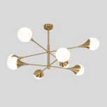 Потолочная люстра Wi-Fi на штанге Eurosvet Calyx 60168/8 латунь (220V, управление смартфоном, голосовое управление, умный дом - Minimir Home, Алиса, Маруся, Салют, шарики)