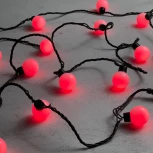 Гирлянда «Шарики» 5м Красная 220В, 20 LED, провод черный каучук, IP65 Laitcom HB20-1-2R