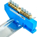 Шина нулевая на изоляторе на DIN-рейку 8 выводов (синий) Stekker 49532