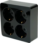 Розетка 4-х местная с заземлением (черный) Stekker София 49322