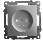 Розетка без заземления со шторками (серебро) Stekker Катрин 39581