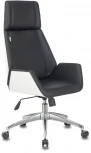 Кресло руководителя Бюрократ _OPTIMUM черный эко.кожа крестовина алюминий пластик белый