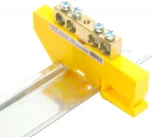 Шина заземления на изоляторе на DIN-рейку 4 вывода (желтый) Stekker 49551