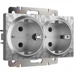 Розетка двойная с заземлением (hammer серебряный) Werkel W1272006 (a052074)