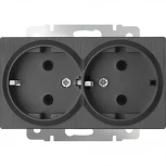 Розетка двойная с заземлением (графит рифленый) Werkel W1172004 (a050745)