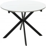 Стол ВЕГА D110 раскладной Белый, стекло/ черный каркас М-City