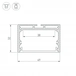 Профиль с экраном SL-LINE-4932-2500 ANOD+OPAL (Алюминий) 020465 Arlight SL-LINE