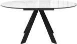 Стол DikLine SFC110 d1100 стекло Оптивайт Белый мрамор/подстолье черное/опоры черные 00-00070095