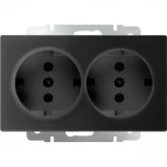 Розетка двойная с заземлением (черный матовый) Werkel W1172008 (a051623)