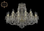 Подвесная большая люстра Art Classic 11.23 11.23.16+8.300.Gd.Dr (220V, хрусталь, на цепи, подсвечник, свеча)