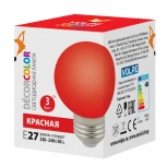 Лампочка светодиодная шар красная E27 3W Volpe LED-G60-3W/RED/E27/FR/С