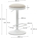 Табурет La Forma (ex Julia Grup) Zaib (Белый/ Сталь)