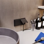 Розетка с заземлением, шторками и крышкой (черный матовый) Voltum S70 VLS040308