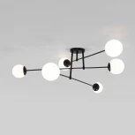 Потолочная люстра Wi-Fi на штанге Eurosvet Netz 30181/6 черный (220V, управление смартфоном, голосовое управление, умный дом - Minimir Home, Алиса, Маруся, Салют, шарики)