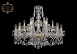 Подвесная большая люстра Art Classic 11.21 11.21.12+6+3.300.Gd.Sp (220V, хрусталь, на цепи, подсвечник, свеча)