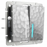 Выключатель двухклавишный проходной с подсветкой (hammer серебряный) Werkel W1222106 (a052085)