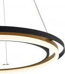 Подвесной светодиодный светильник Escada Lagom 10248/2LED 82Вт,с ПДУ, металл/акрил, чёрный/дерево (регулировка яркости, 220V, на тросе, кольцо)